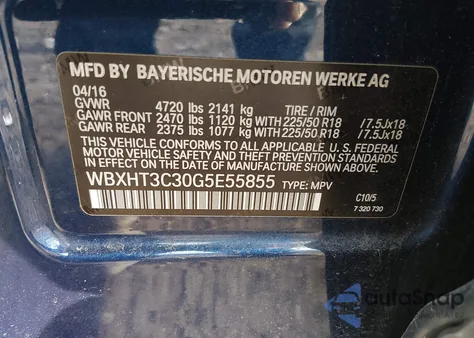 2016 BMW X1 xDrive28I из США, поврежденный, VIN WBXHT3C30G5E55855